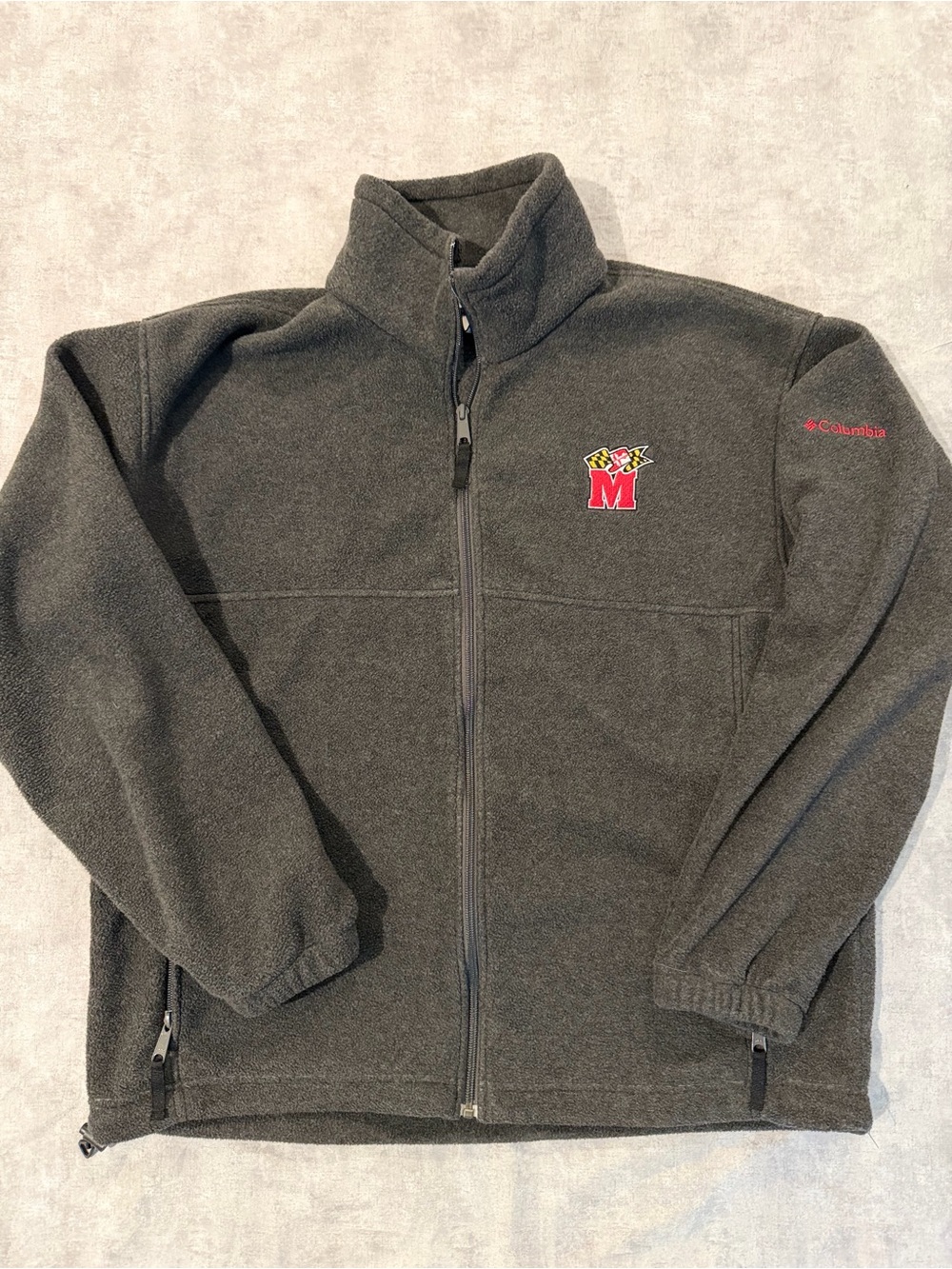 Columbia Men's Charcoal Full-Zip Fleece Jacket with Maryland 'M' Logo